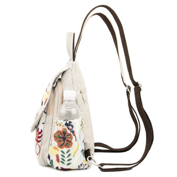 4462 Vintage Embroidered Floral Ethnic Backpack Handbag Shoulder Bag Mini main image 4